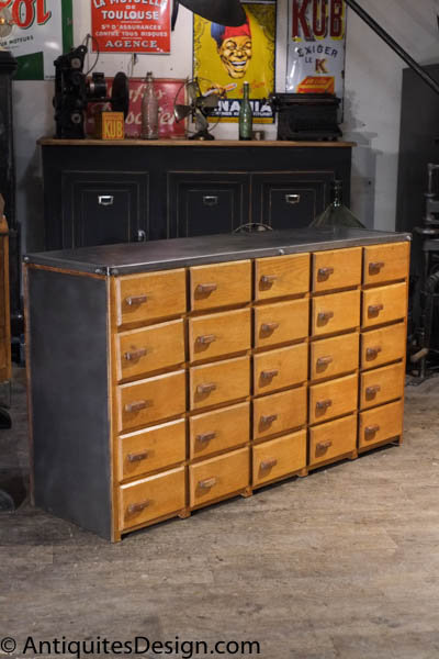 meuble de metier etroit a boite aux lettres en chene massif